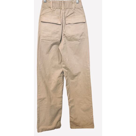 H&M HI-RISE, FLARED/BOOT CUT, KHAKI TROUSERS, WOMENS, 0 (TALL), BEIGE KHAKI - Picture 4 of 11